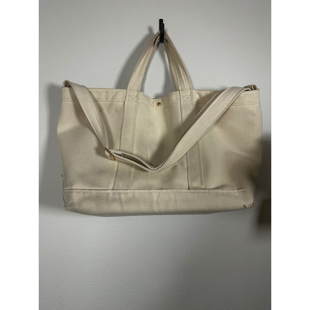 BaubleBar Large Canvas Icon Tote Bag "J" Monogram Beach Theme Patches‎ and Charm - Picture 3 of 6